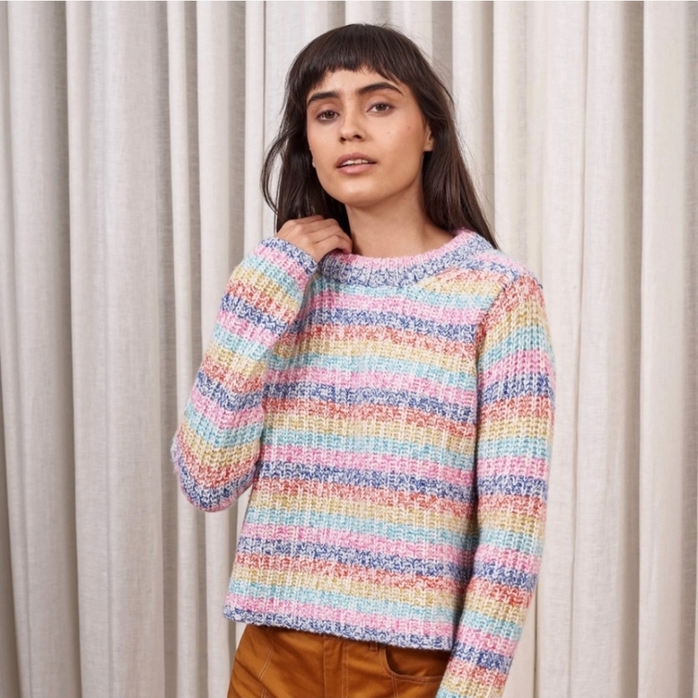 La Ligne | Cherie Rainbow Wool Cashmere Sweater Size Large